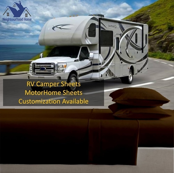 Sweet Home Collection Brown 4 Set RV Queen  Camper Sheets - Picture 1 of 10